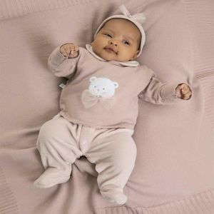 Saída De Maternidade Menina Plush Tricô Laís 4 Pçs Fofinho