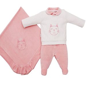 Saída De Maternidade Em Plush Elaine Fofinho 3 Peças