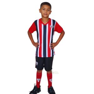 Uniforme Infantil São Paulo Listrado 3 Pçs Oficial