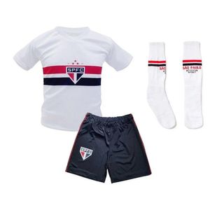 Uniforme Infantil São Paulo Kit 3 Pçs Meião Branco Oficial