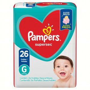 Fralda Descartável Infantil Pampers Supersec G Pacote 26 Unidades
