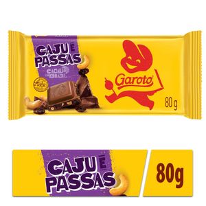 Chocolate ao Leite Garoto Caju com Passas 80g