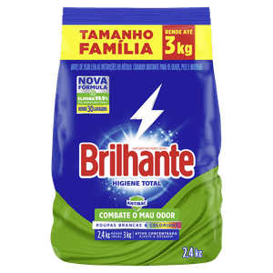 Lava Roupas em Pó Brilhante Higiene Total 2,4Kg
