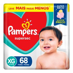 Fralda Descartável Infantil Pampers Supersec XG Pacote com 68 Unidades
