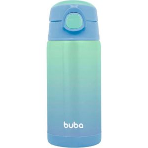 Garrafa Térmica Parede Dupla em Aço Inox com 400ml Canudo Azul Buba