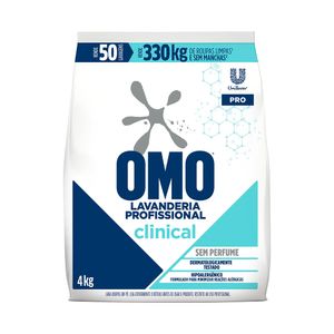 Lava-Roupas em Pó Omo Lavanderia Profissional sem Perfume Clinical Pro 4kg