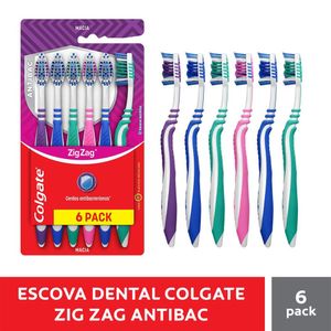 Escova de Dente Colgate Zig Zag Antibac Pacote com 6 Unidades