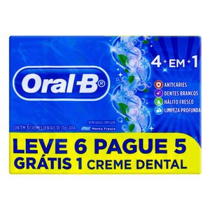 Pack Creme Dental Menta Fresca Oral-B Caixa 70g Cada Leve 6 e Pague 5 Unidades