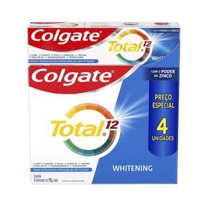 Creme Dental Para Branqueamento Colgate Total 12 Whitening Combo com 4 Unidades de 90g