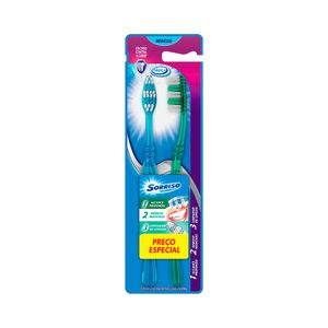 Escova de Dente Sorriso Tripla Pacote com 2 Unidades