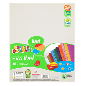 E.V.A. Ibel 40X48cm Branco Glitter Pacote com 5 Unidades