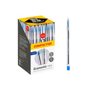 Caneta Esferográfica Compactor Economic Azul Pacote com 50 Unidades
