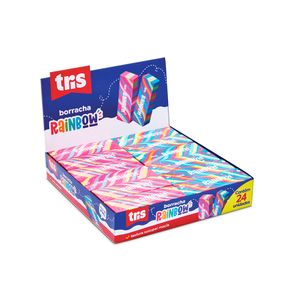 Borracha Tris Rainbow Cores Sortidas Display com 24 Unidades