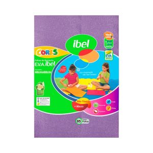 E.V.A. Ibel 40X60cm Lilás Glitter Pacote com 5 Unidades