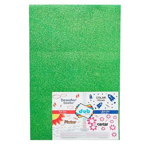 E.V.A. Verde Gliter Dubflex 40x60cm Pacote com 5 Unidades