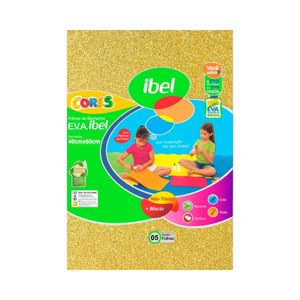 E.V.A. Ibel 40X60cm Dourado Ouro Luz Glitter Pacote com 5 Unidades