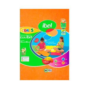 E.V.A. Ibel 40X48cm Laranja Neon Glitter Pacote com 5 Unidades