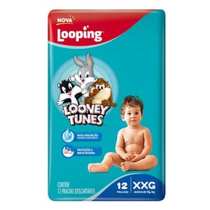 Fralda Looping Baby Looney Tunes Jumbinho Tamanho XXG 12x1