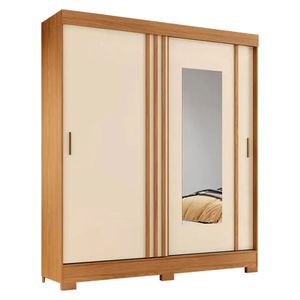 Guarda-Roupa Solteiro 2 Portas Correr 2 Gavetas B353 Nature e Off White - Henn