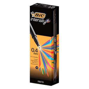 Caneta Intensity 0.4mm Extra Fina Preta Bic Caixa com 10 Unidades