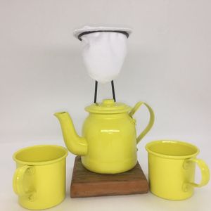 Kit de Café Egoista - Individual - Amarelo - Demolição - feito a mão