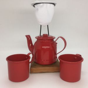 Kit de Café Egoista - Individual - Vermelho - Demolição - feito a mão