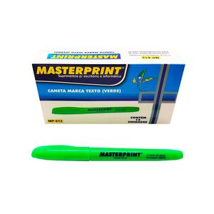 Caneta Marca Texto Masterprint MP612 Verde Fluor Com 12 Unidades