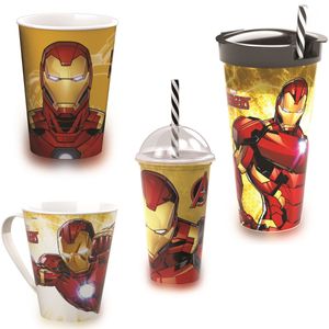 Kit Homem de Ferro -  3 Copos diferentes e caneca - Marvel