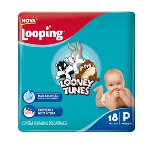 Fralda Looping Baby Looney Tunes Jumbinho Tamanho P 22x1