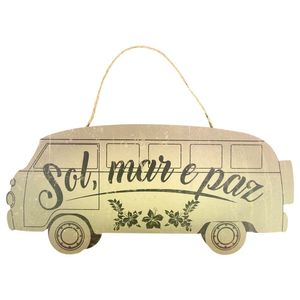 Placa decoração - KOMBI - Sol, Mar e Paz - 40cm