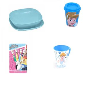 Conjunto pratos, 4 colheres, copo, caneca  infantil - Princesas