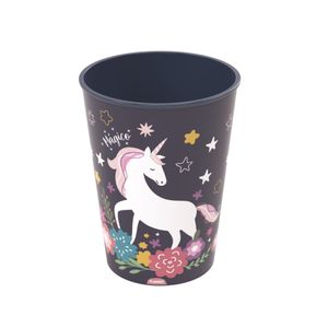 Conjunto pratos azul, talheres, copos e caneca - Unicornio