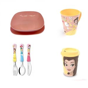 Conjunto pratos, talheres, copo, caneca  Princesas Am