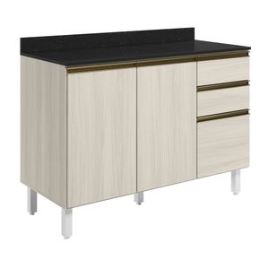 Balcão de Cozinha 2 Portas 3 Gavetas Kali Nicioli Bianco 120cm