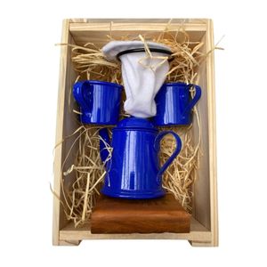 Kit de Café Individual - Demolição Azul Escuro com engradado