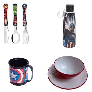 Conjunto refeicao Capitão America - Avengers - com faqueiro