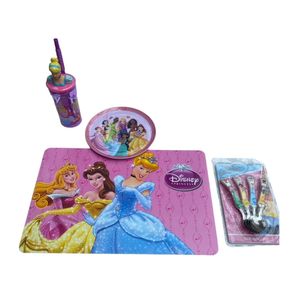 Conjunto Prato Copo 3D J americano colheres PRINCESAS - NT