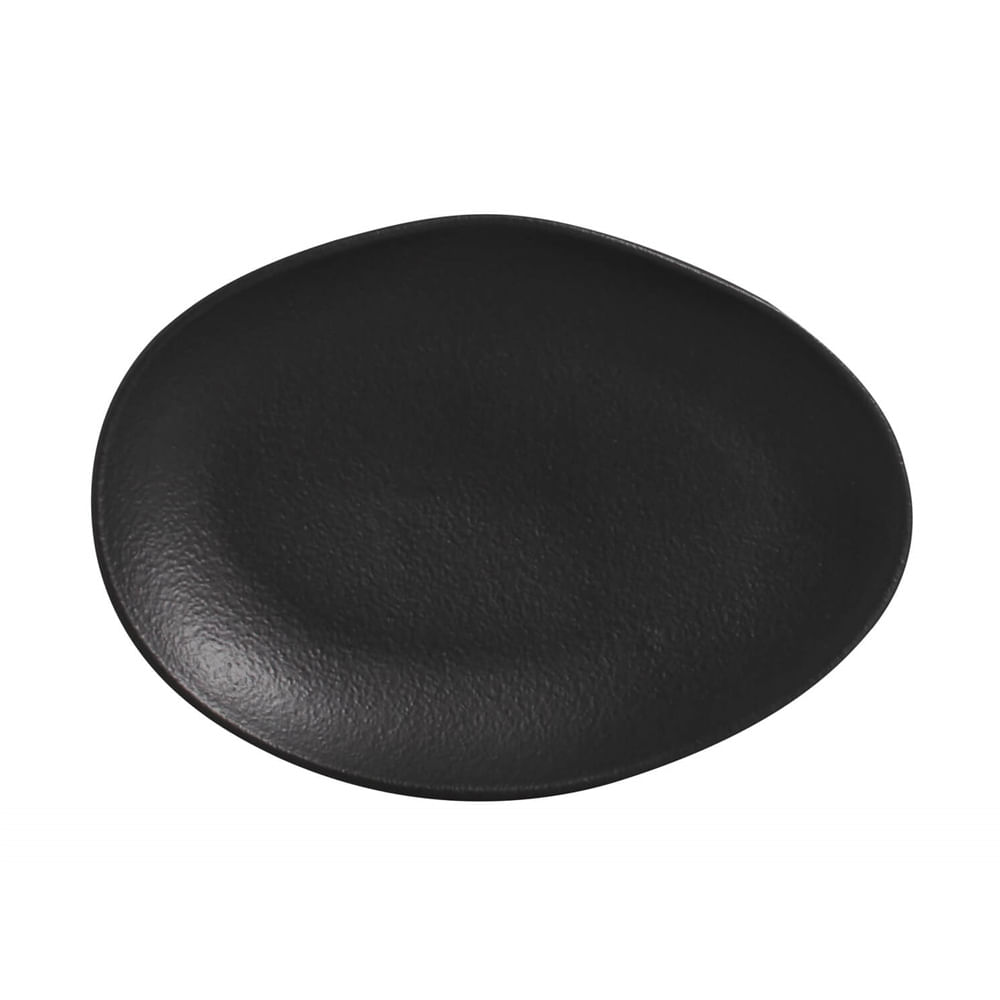 Conjunto 6 Pratos De Sobremesa Oval Orgânico Preto Matte 22,5x2,5cm Porto Brasil