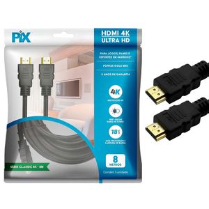 Cabo HDMI Macho/Macho 2.0 4K HDR 19 Pinos 8,0m 018-2228 PIX