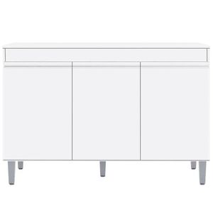 Balcão Gabinete 120cm 3 Portas Com Tampo Manu Branco - AJL Móveis