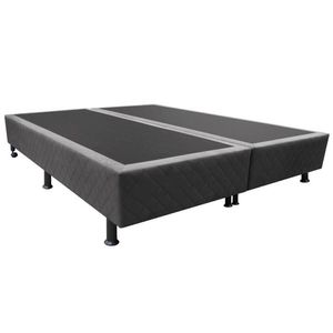 Base Box para Cama Casal King 192x203cm Bipartido Liz S05 Suede Bordado Cinza - Mpozenato