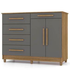 Cômoda para Quarto com Sapateira 2 Portas 4 Gavetas Lírio V02 Nature/Alasca - Mpozenato