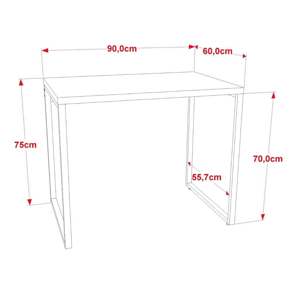 Kit 2 Mesas De Escritório Office 90Cm Estilo Industrial Prisma C08 Nogal - Mpozenato