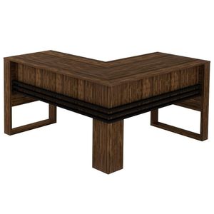 Mesa Para Escritório em L ME4145 Nogal/Preto - Tecno Mobili