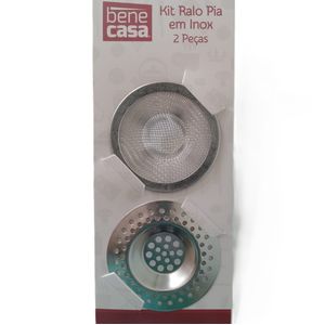 KIT 2 PECAS RALO PARA PIA EM INOX SORTIDO