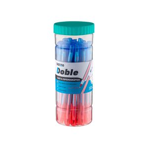 Caneta Esferográfica Bazze Doble Azul/Vermelho 1.0mm Pote Com 24 Unidades