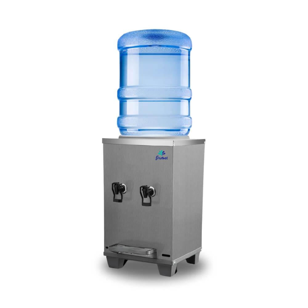 Bebedouro Industrial de Mesa Galão Frisbel 10 Litros 2 Torneiras Geladas Inox Escovado - 110V