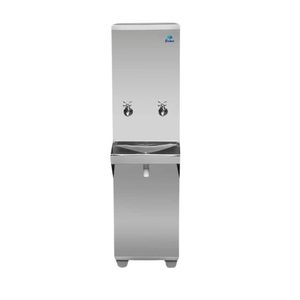 Bebedouro Industrial de Coluna Frisbel 25 Litros 1 Torneira Gelada e 1 Natural Inox - 220V