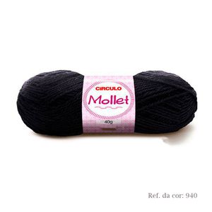 Lã Mollet 40g Preto Circulo