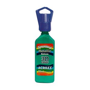 Tinta Dimensional Metallic Relevo Verde Folha  Acrilex 35Ml